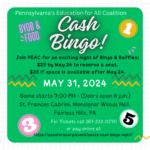 Cash Bingo Flyer with the same detail that is on the webpage-date, time, location and website.